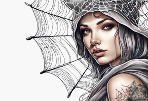 Fairy with bottom half wrapped up by spider web tattoo idea