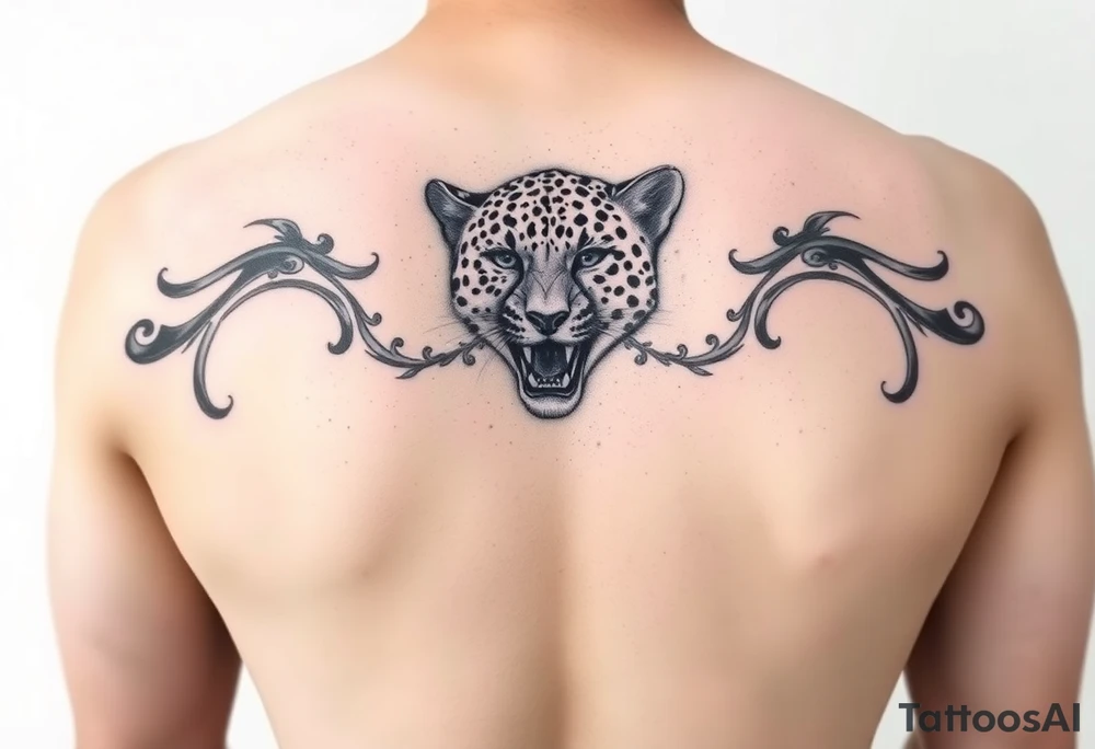 realistic cheetah tattoo with the number 62 tattoo idea