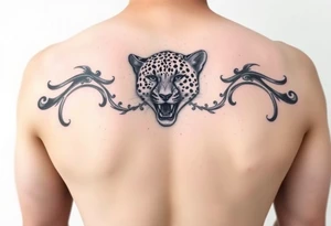 realistic cheetah tattoo with the number 62 tattoo idea
