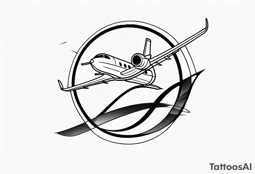 letter R & P and small airplane within the infinity symbol tattoo idea