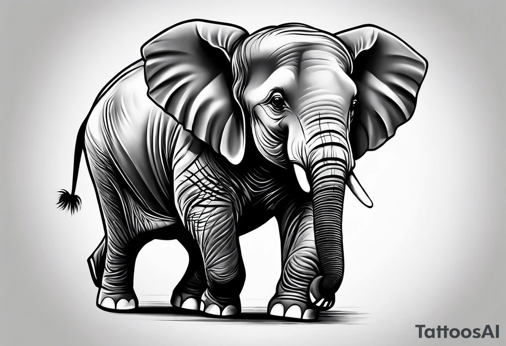 Baby elephant playing roller derby tattoo idea