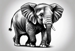 Baby elephant playing roller derby tattoo idea