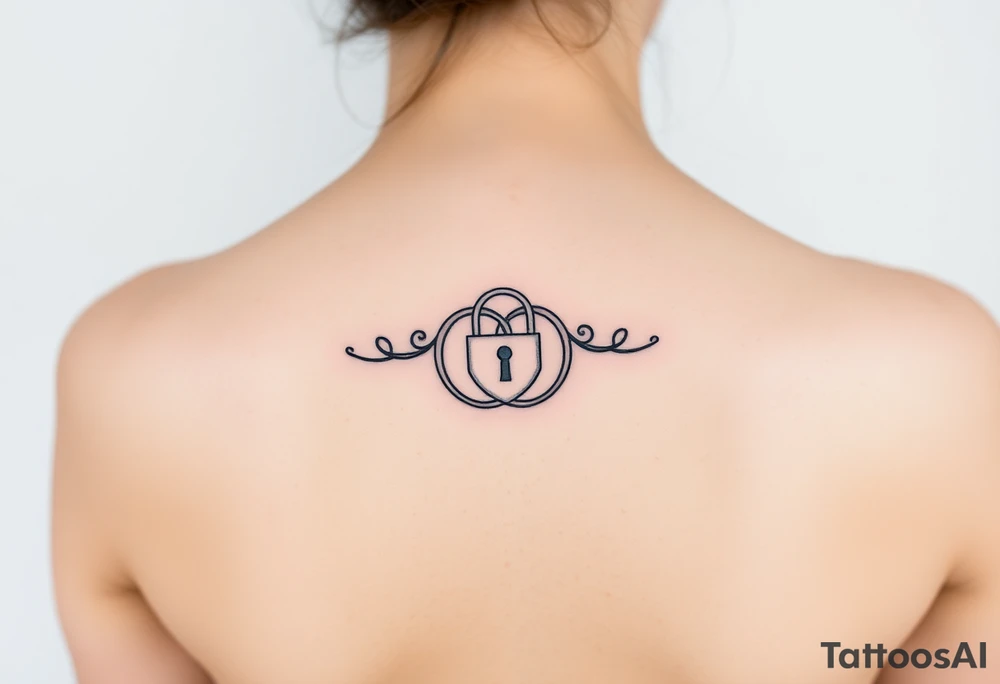 two wedding rings locked together with lock tattoo idea