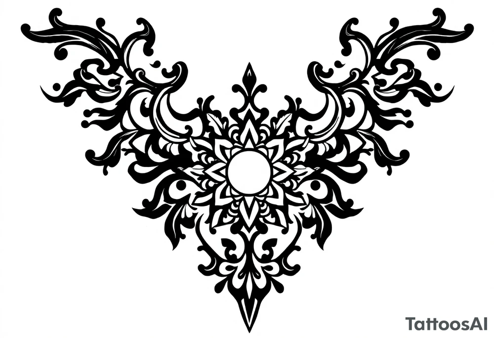 mytical shaman and witch ancient ornament with rhyme tattoo idea