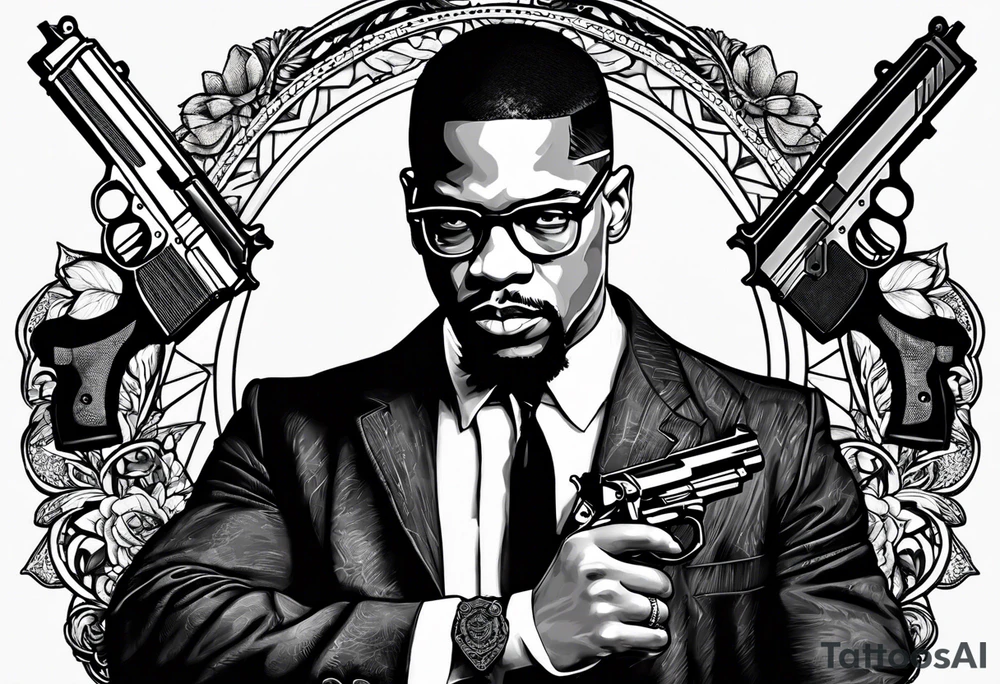 black history , malcom x with a gun , black panthers tattoo idea