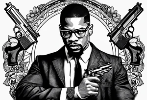 black history , malcom x with a gun , black panthers tattoo idea