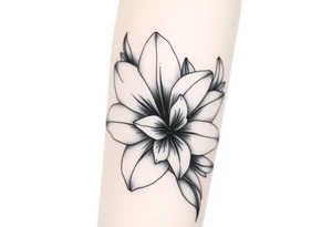 Large Gladiolus flower intwined with a Narcissus flower on the forearm skin tattoo idea