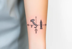 Nature tattoo mixing symbols of italy, Ireland, wales, and london in a linear, narrow for forearm tattoo with small pops of color

Too minimalist. Mix some realistic tattoo idea