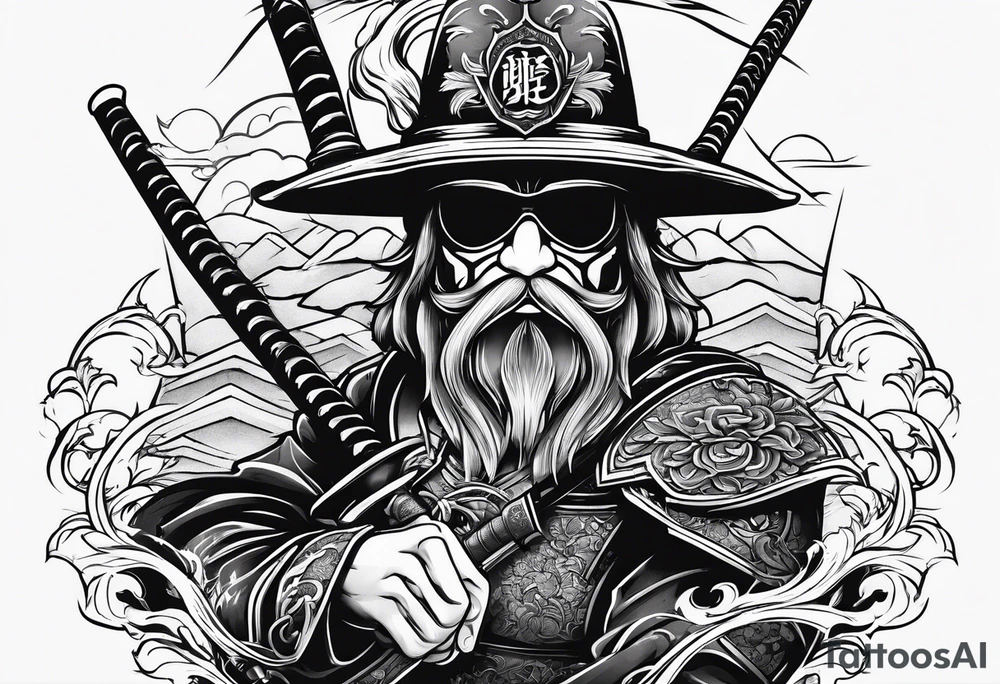 Family crest cool looking with katana tattoo idea