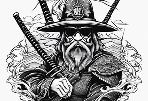 Family crest cool looking with katana tattoo idea