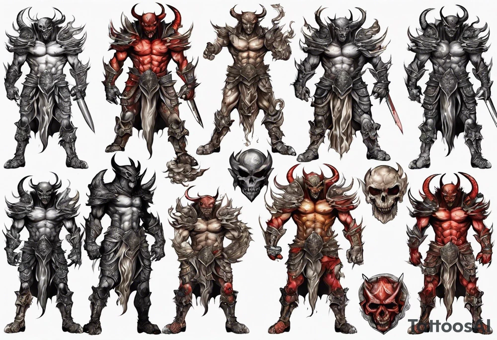 Demon in plate armor tattoo idea