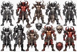 Demon in plate armor tattoo idea