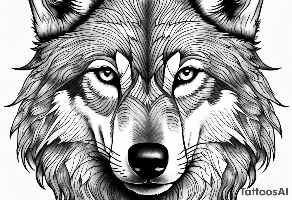 Wolf face toddler daughter face tattoo idea