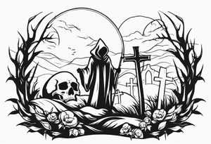 grim reaper skull cemetery tattoo idea
