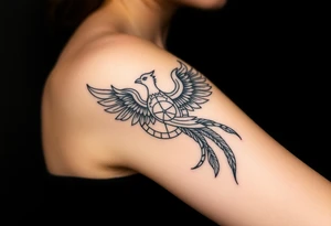Ornamental phoenix natal chart tattoo idea