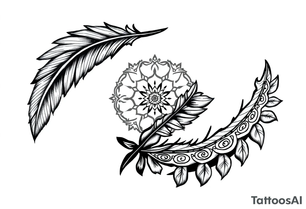 spiritual feathers indian mandala shaman rune tattoo idea