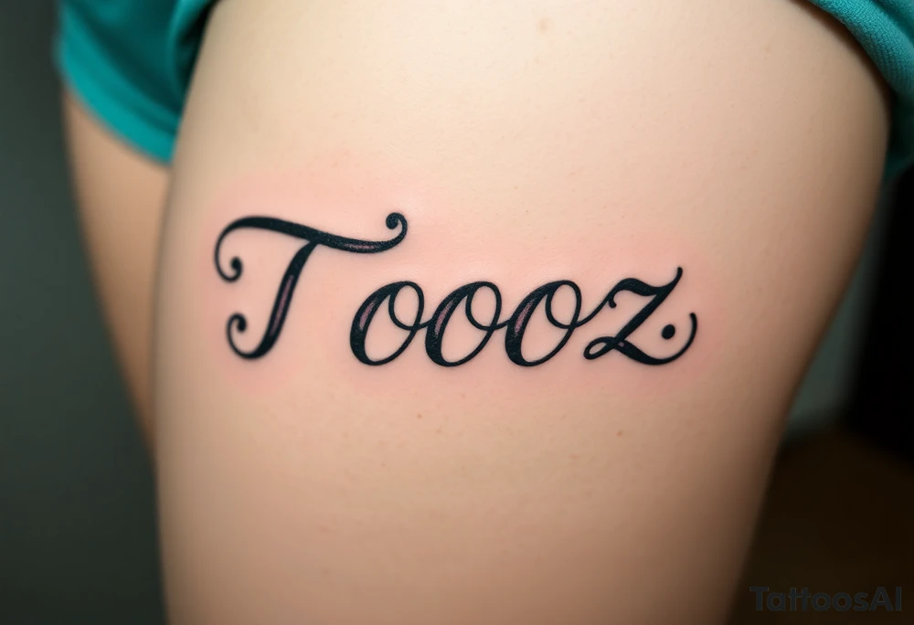Tooz in cursive surrounded by large geers tattoo idea