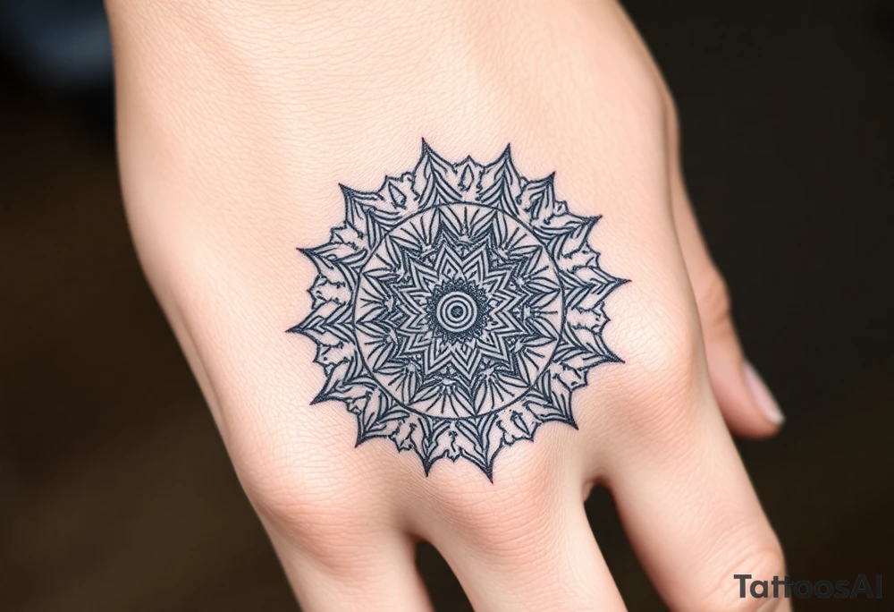 intricate mandala with sacred geometry and cosmic elements tattoo idea