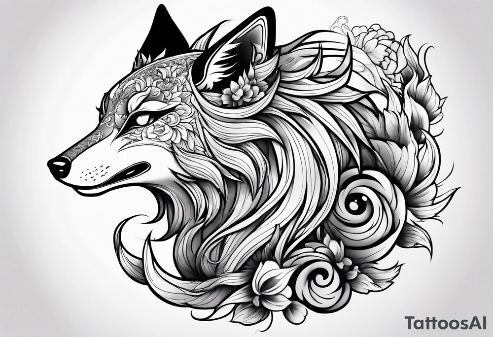 a kitsune with 6 eyes tattoo idea