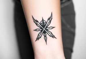 X one piece  tattoo with devil fruit stripes inside the x tattoo idea