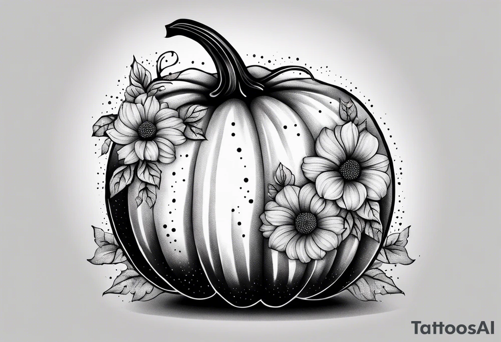 pumpkin with flowers tattoo idea