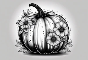 pumpkin with flowers tattoo idea