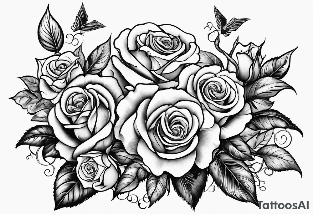 Roses and flowers With nursing and hunting and cows and bulls and fishing and love and church. tattoo idea