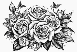 Roses and flowers With nursing and hunting and cows and bulls and fishing and love and church. tattoo idea