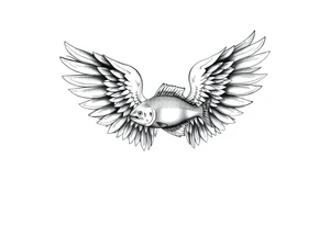 angel wings with fish inside tattoo idea