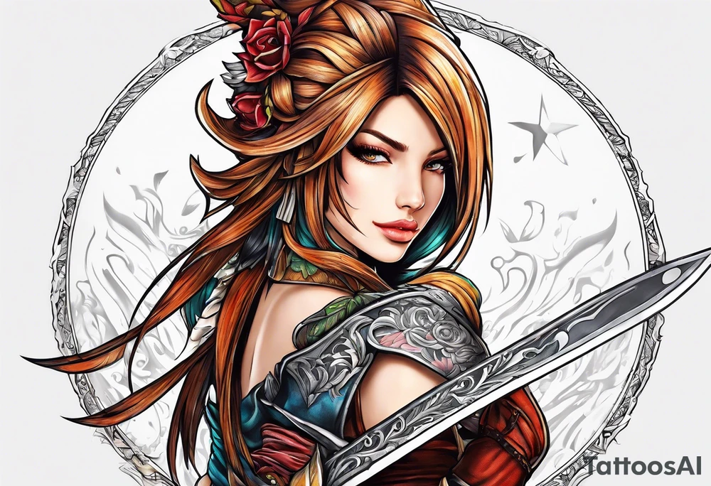 FF9 Dagger cutting off her hair tattoo idea