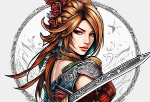 FF9 Dagger cutting off her hair tattoo idea