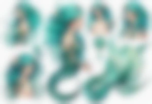 A beautiful mermaid-serpent hybrid with turquois scales and teal hair. tattoo idea