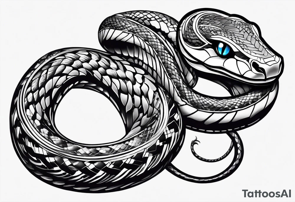 simple snake with blue eyes tattoo idea