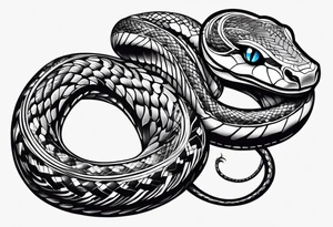 simple snake with blue eyes tattoo idea