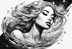 top down angle of woman floating in water tattoo idea