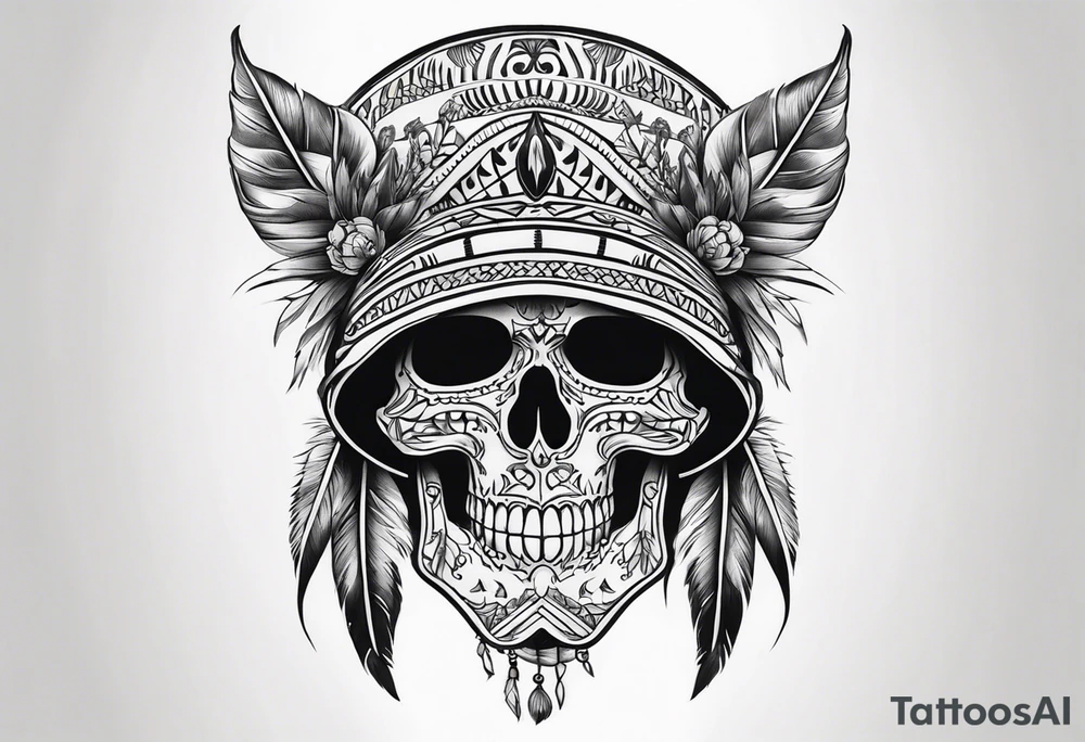 Native bonnet with skull tattoo idea