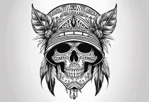 Native bonnet with skull tattoo idea