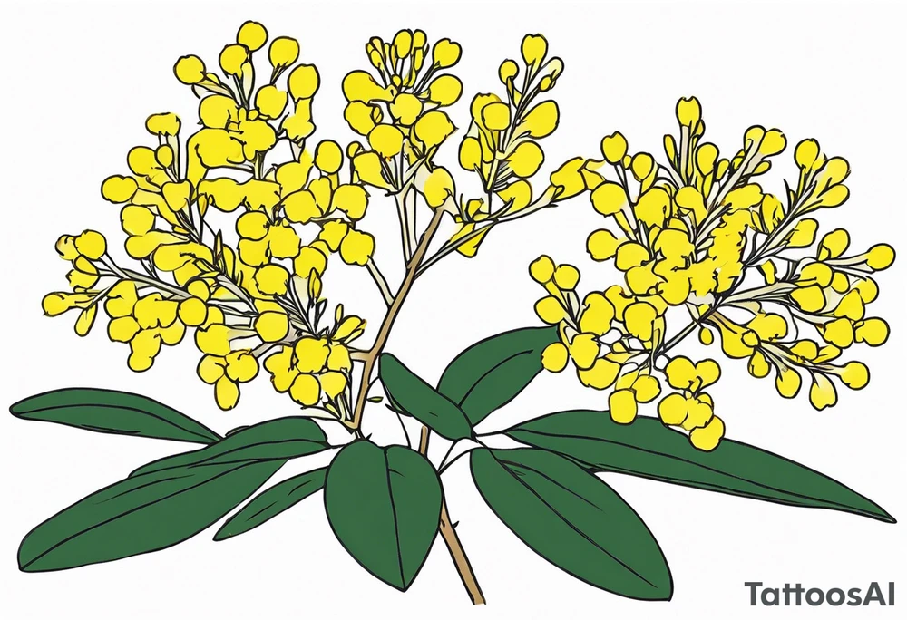 national Australian flower (waratha or the golden wattle), simple/not to detailed, placed to be able to extend a whole bouquet tattoo idea