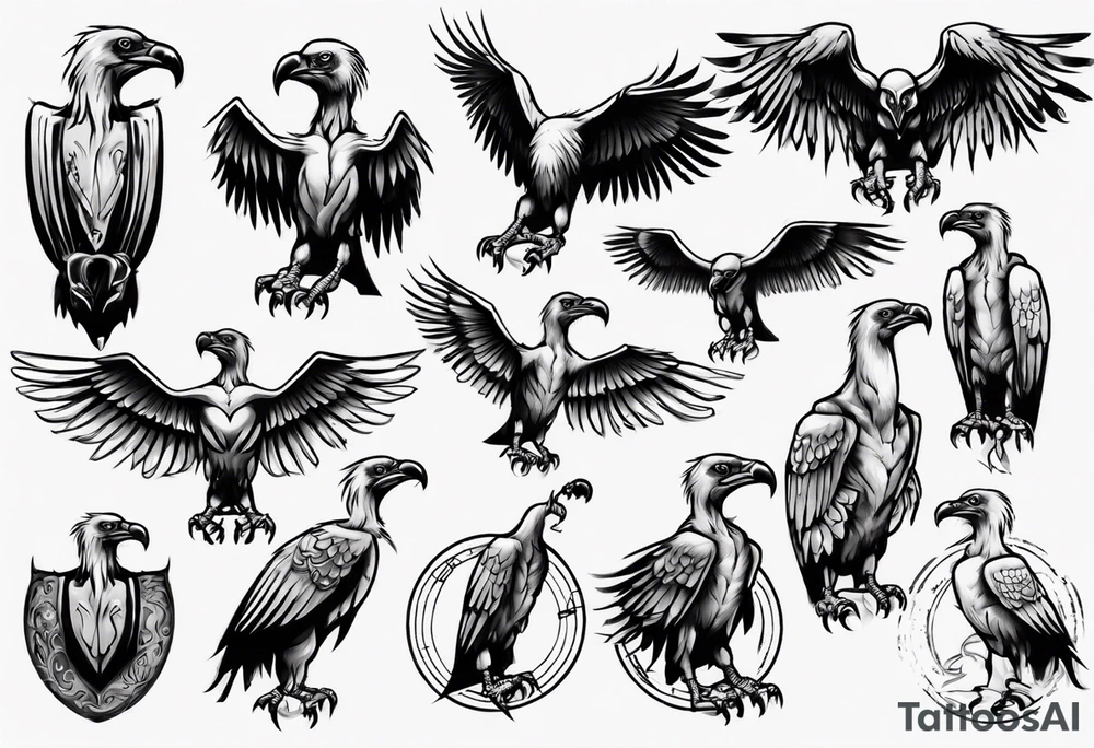 classic tattoo style vulture tattoo idea