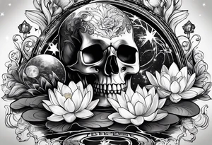 skull, water lily, daffodil, space and stars, roller coaster track tattoo idea