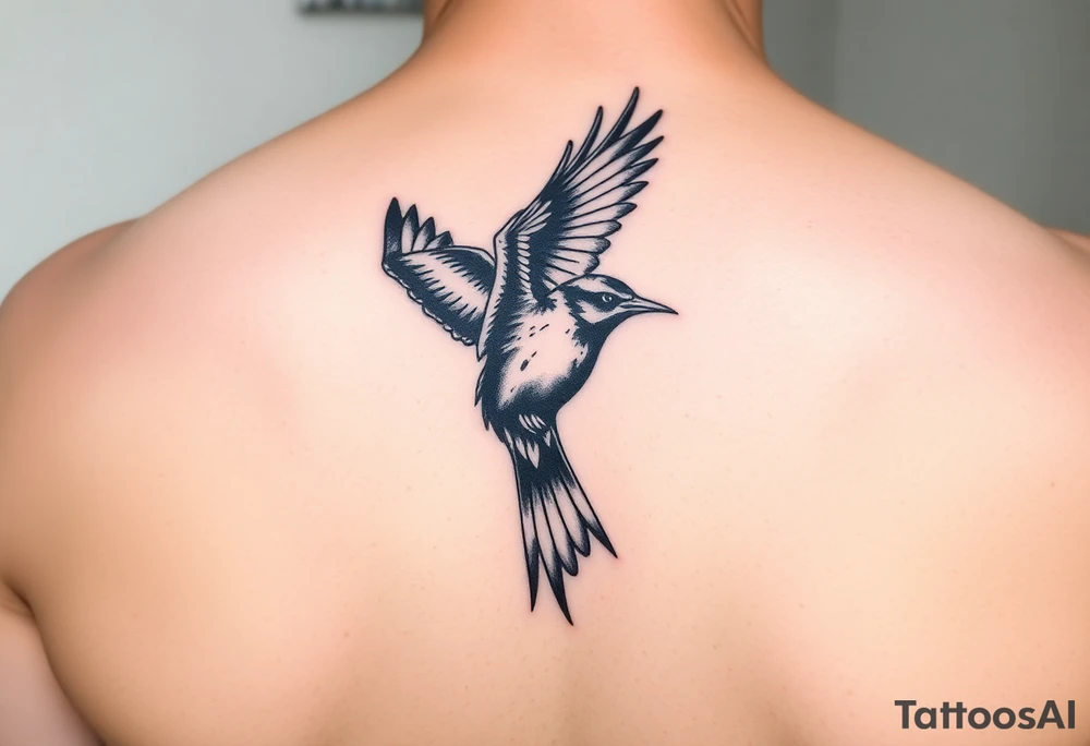common blackbird flying tattoo idea