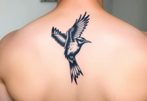 common blackbird flying tattoo idea