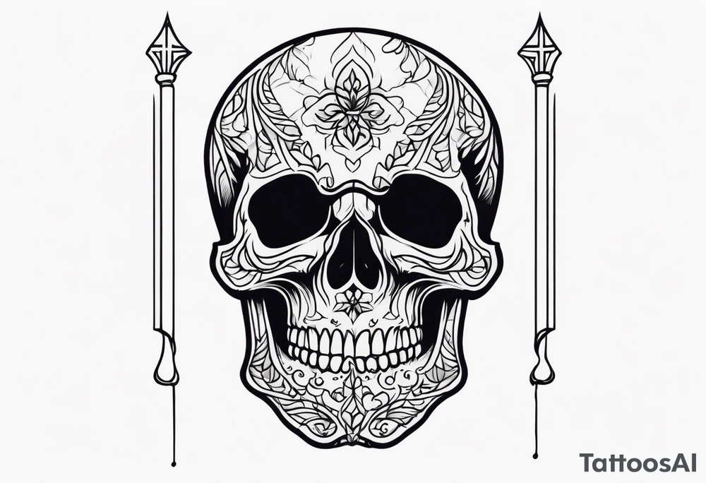 Skull crying while praying tattoo idea
