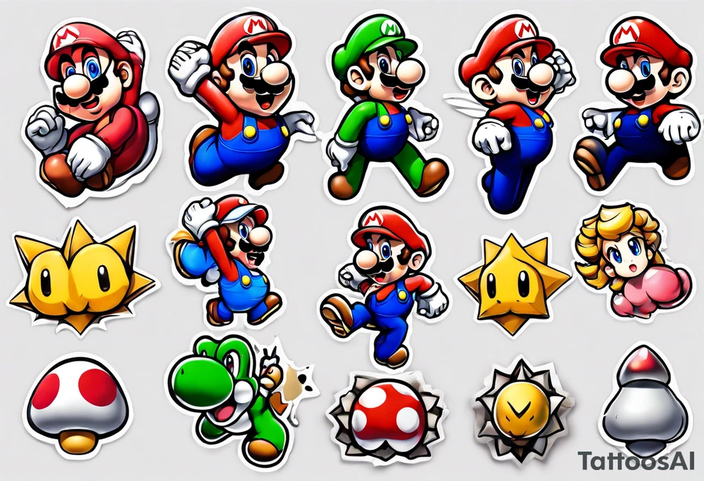 super mario anime tattoo idea