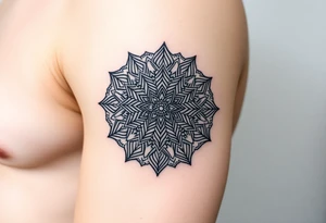 intricate mandala with sacred geometry and cosmic elements tattoo idea