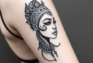 African goddess with tribal makeup tattoo idea