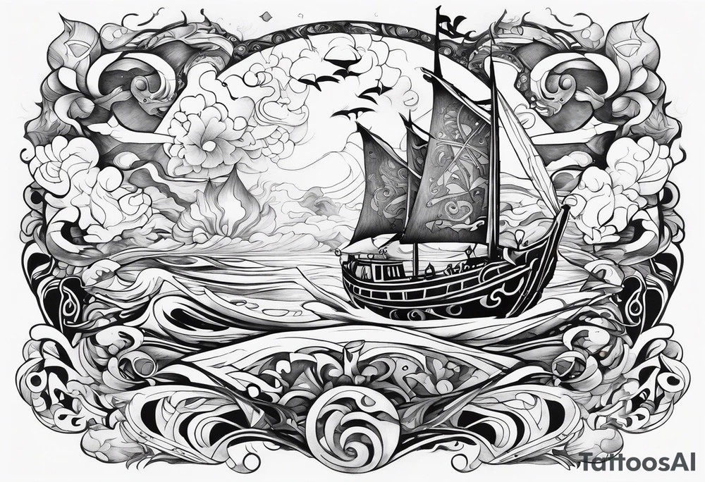 zelda wind waker mixed with surreal and abstract art tattoo idea