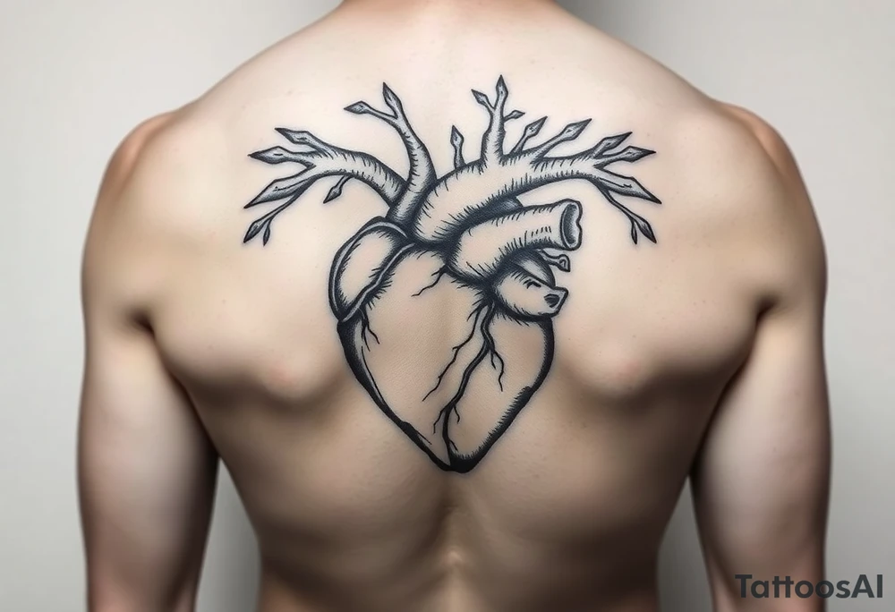 woodcut realistic heart tattoo tattoo idea