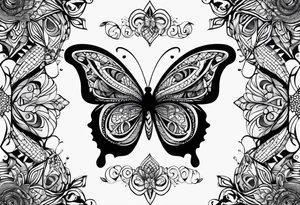 Small butterfly with zentangle patterns tattoo idea