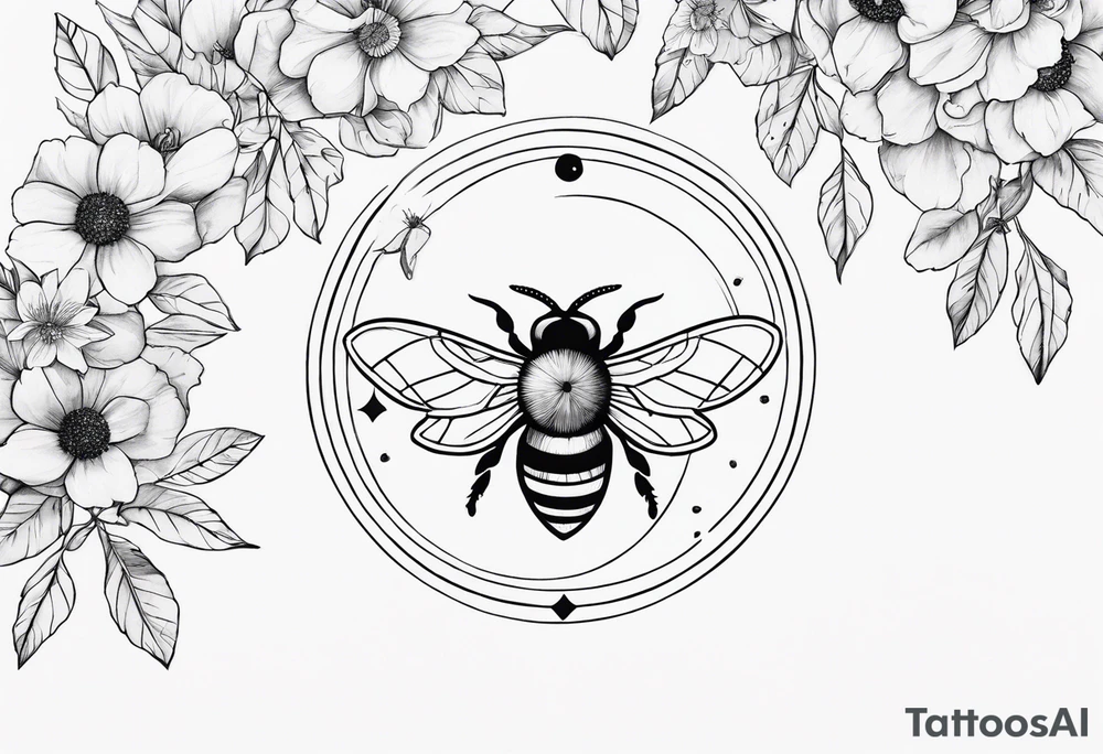 Moon phases, crystal, floral, bee’s tattoo idea